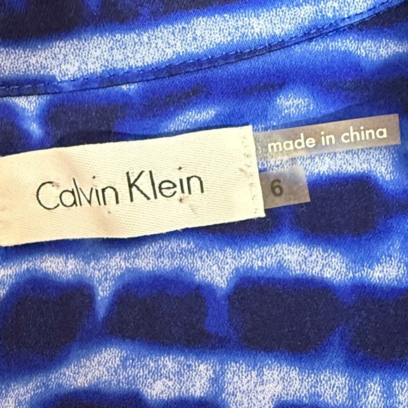 Calvin Klein Blue Ruched Sheath Dress with Notched Collar - Picture 3 of 4